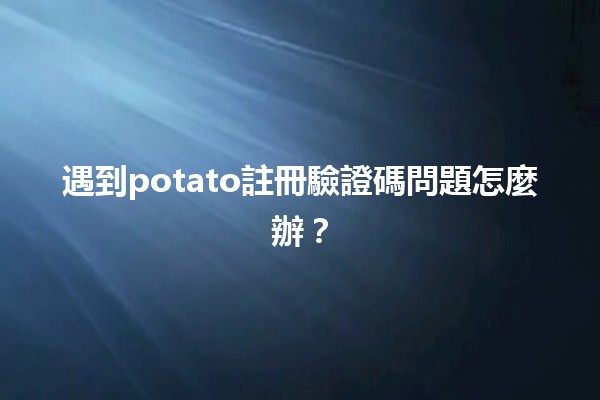 遇到potato註冊驗證碼問題怎麼辦？🛠️