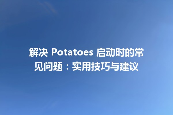 💻 解决 Potatoes 启动时的常见问题：实用技巧与建议 🌱