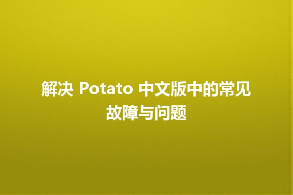 解决 Potato 中文版中的常见故障与问题 💻🥔