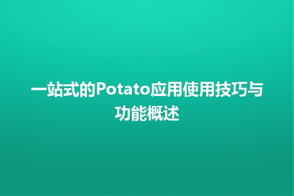 🍟 一站式的Potato应用使用技巧与功能概述