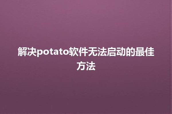 😟解决potato软件无法启动的最佳方法