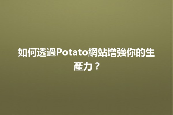 如何透過🌟Potato網站增強你的生產力？