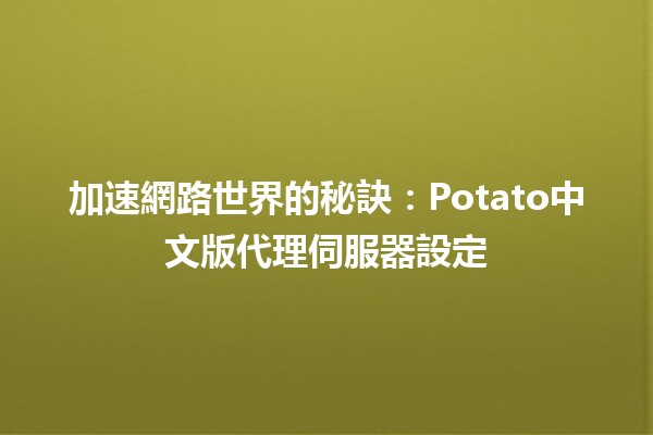 加速網路世界的秘訣：Potato中文版代理伺服器設定🚀